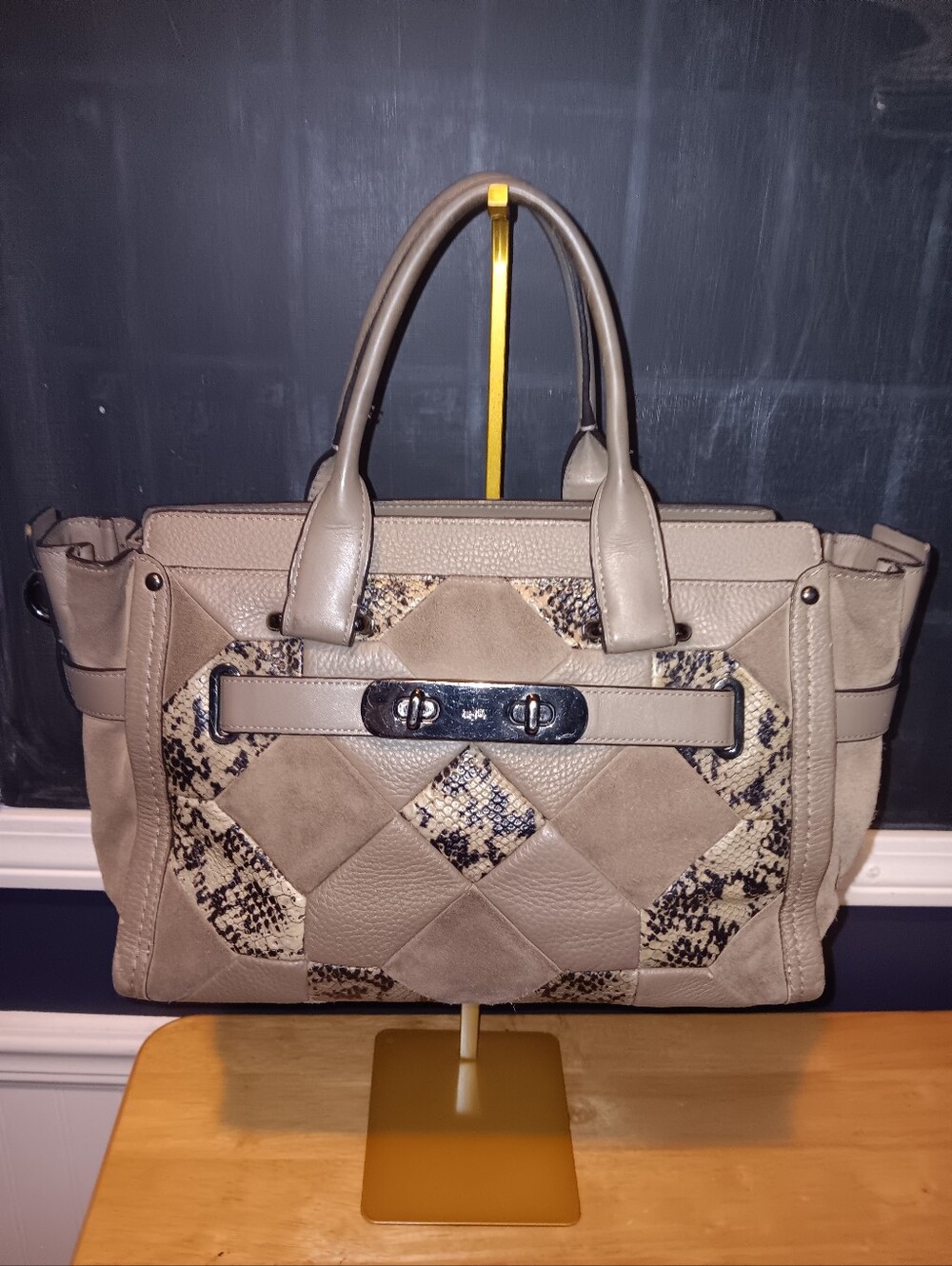 Coach Leather & Python Shoulder Bag